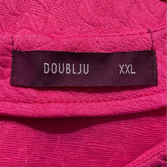 DOUBLJU Ladies Jewel Embellished Textured Peplum Top Pink Size XXL - Picture 6 of 6